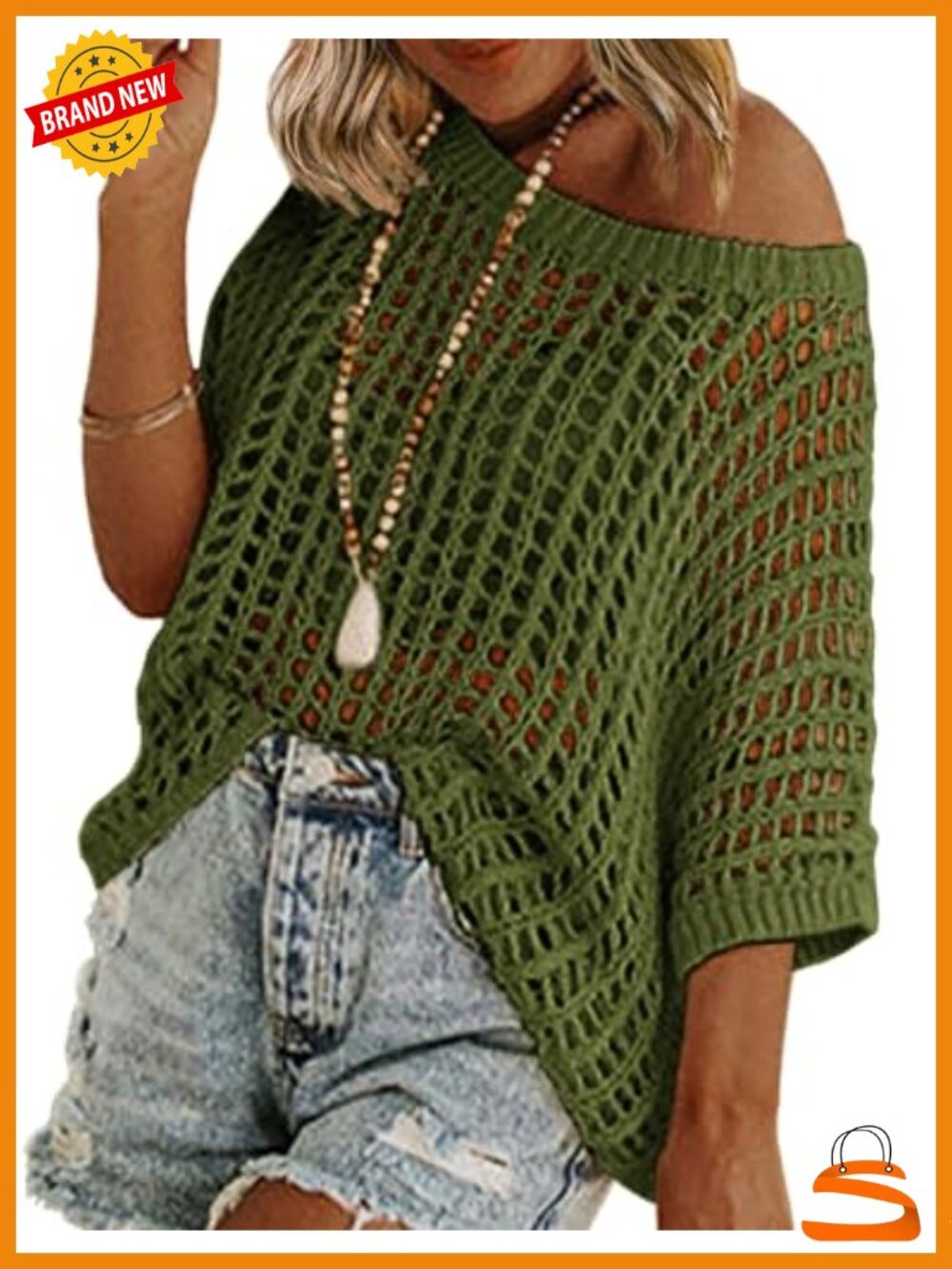 Short Sleeve Crochet Sweater Lightweight Summer Pullover - Picture 1 of 4